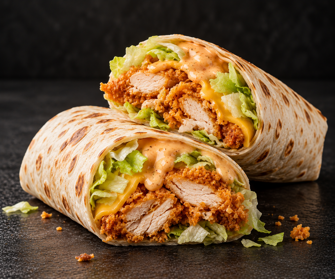 Crispy Chicken Wraps with Spicy Mayo